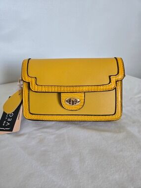MELLOW WORLD YELLOW GOLD CROSSBODY HANDBAG VEGAN LEATHER WOMEN'S NWT